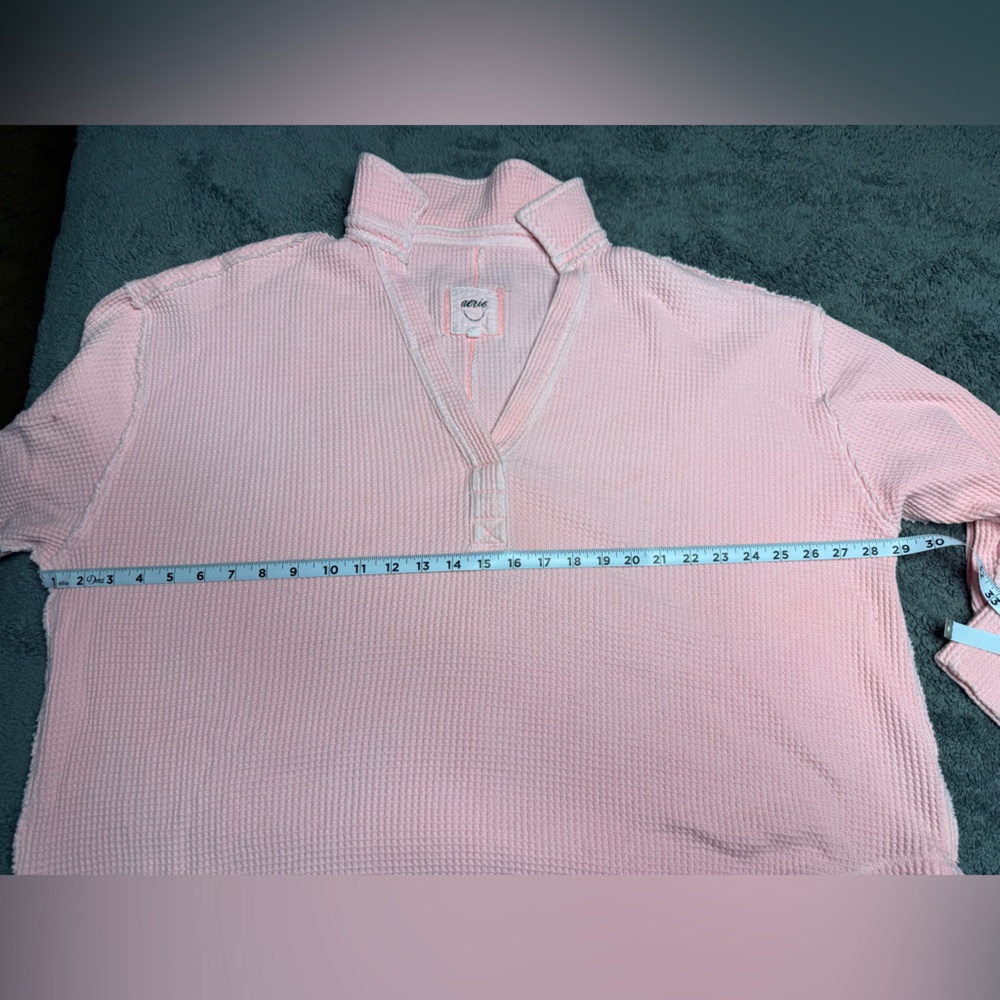 aerie Pink Waffle Knit top - Picture 5 of 5